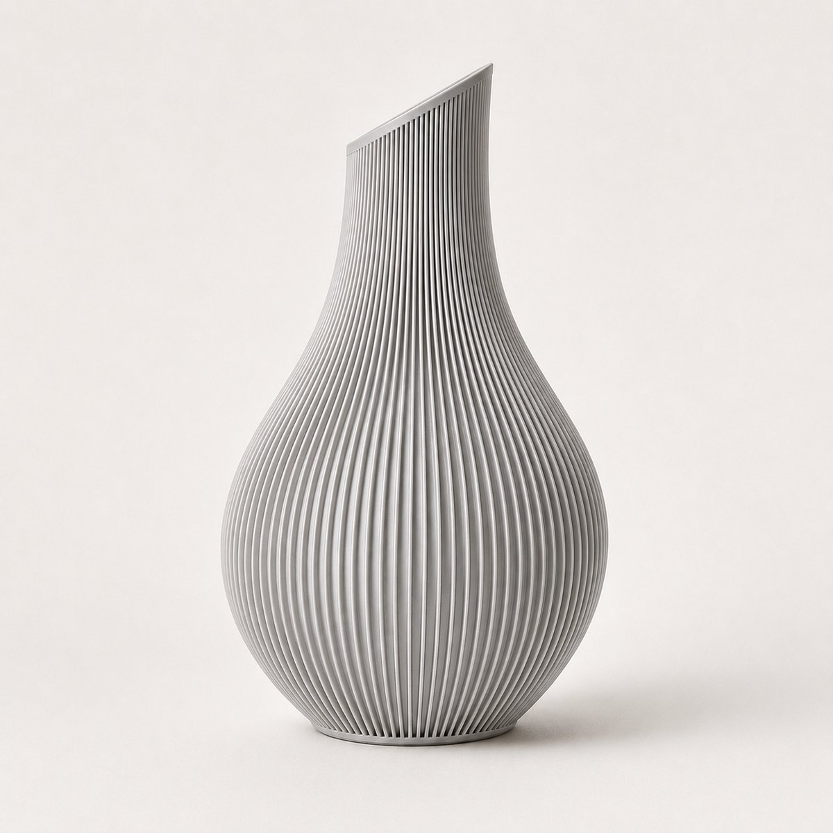 Shizu - Waterdichte Japandi Vaas - 32 cm - Zilver - Ribbelvaas