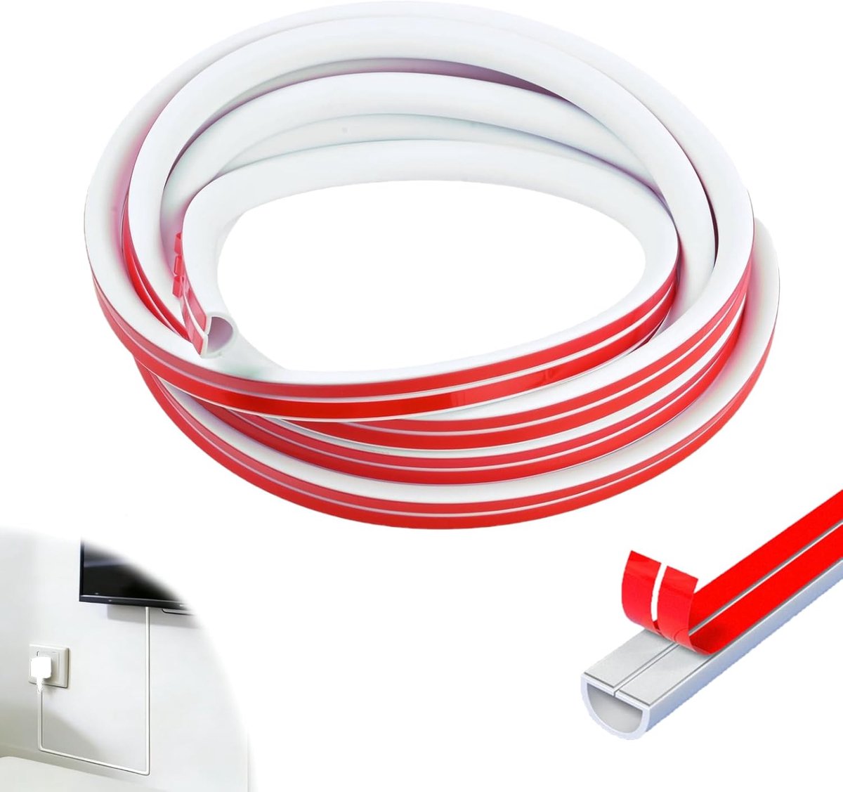 Kabelgoot zelfklevend 5 m x 15 mm - flexibele wandafdekking - trapbestendig - organiseer en bescherm kabels - ShopVlot