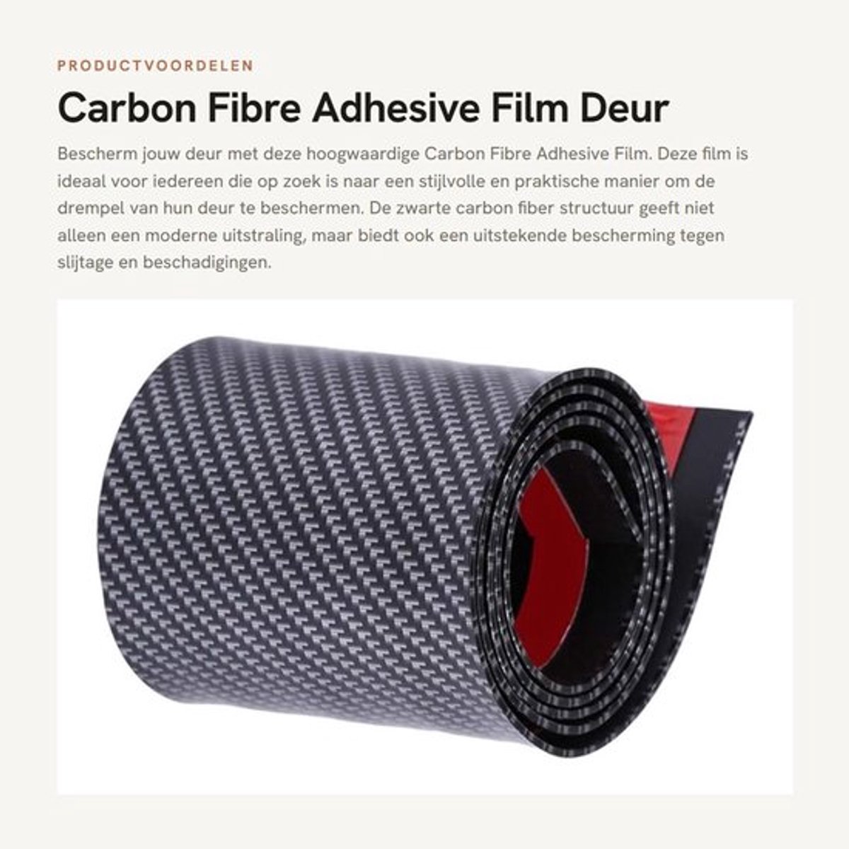 Zelfklevende Folie - Zwarte Koolstofvezelstructuur - Drempelbescherming - Universeel - Rubber - 10 x 100 cm - Dorpelbescherming