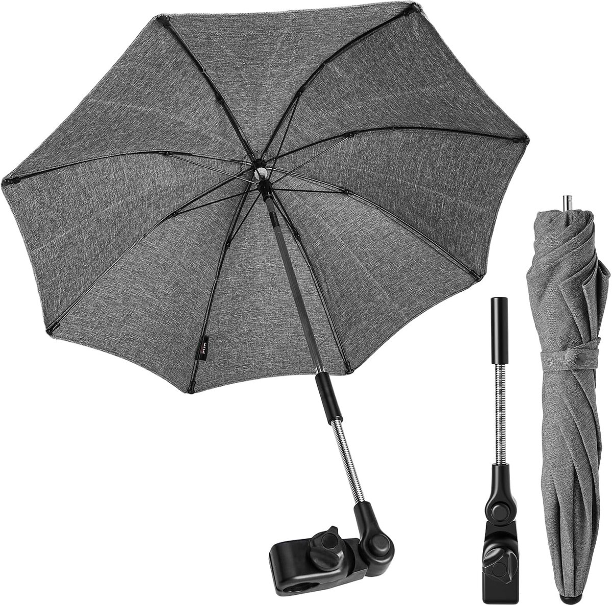 Universele parasol voor kinderwagen - 76 cm diameter - flexibele zonwering - beschermt tegen UV-straling - ShopVlot