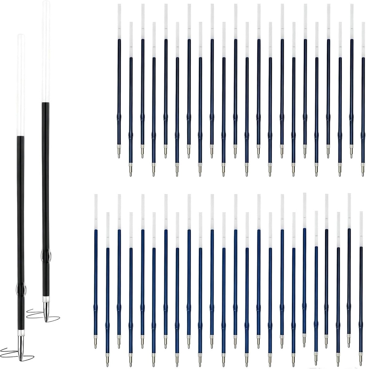 Balpenvullingen 120 stuks - blauw en zwart - 107 mm lengte - lange levensduur voor notities - ShopVlot
