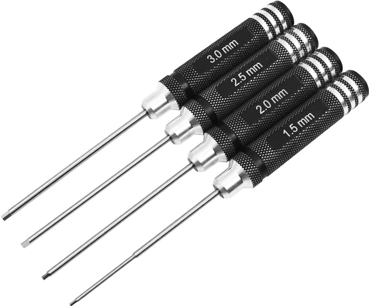 Hex schroevendraaierset 4PCS 0.3-3mm - aluminium - non-slip - ideaal voor RC voertuigen - ShopVlot