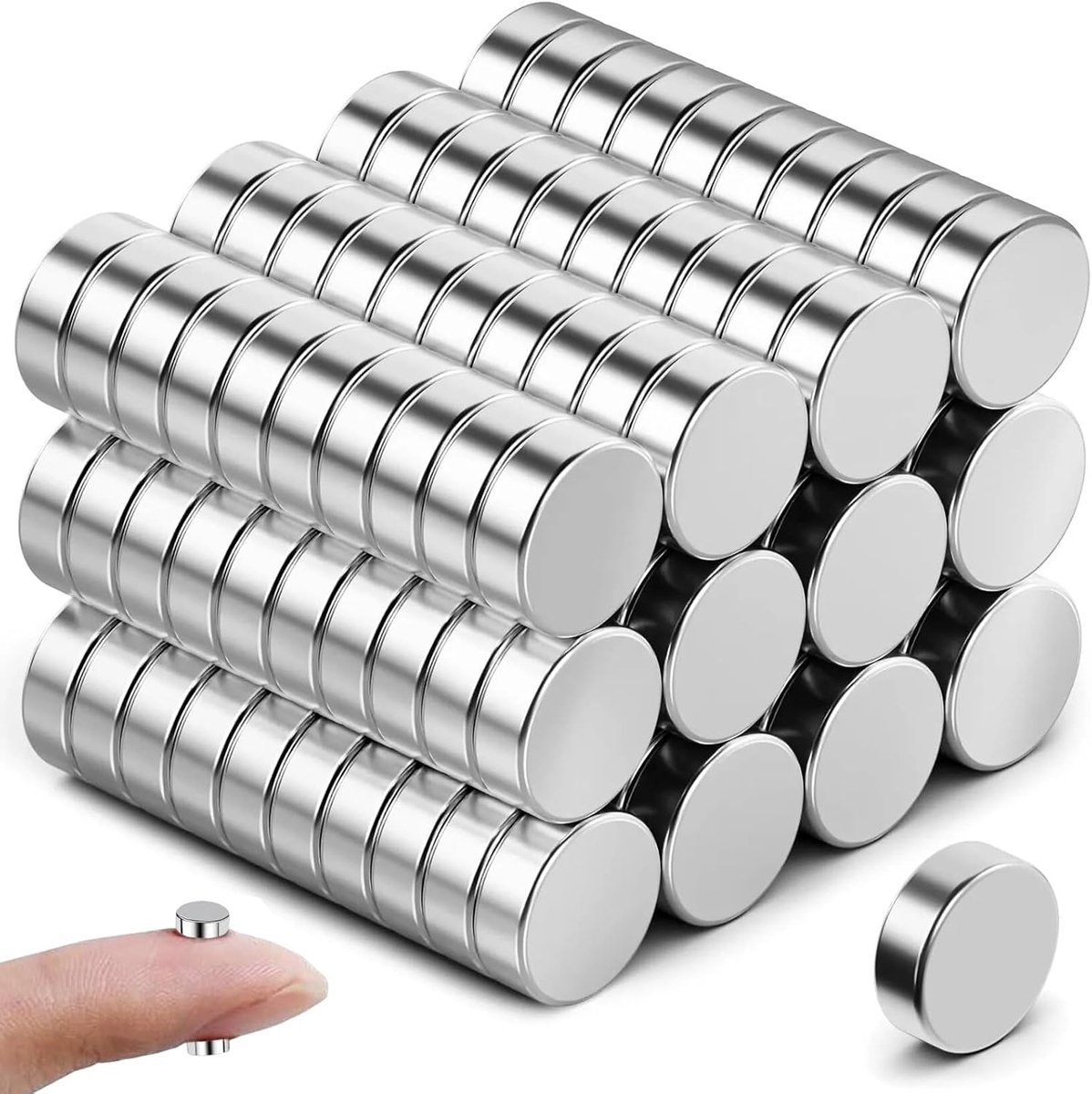 Set van 100 magneten 10 x 1 mm - zelfklevend neodymium - krachtige ronde magneten - ideaal voor koelkast en notities - ShopVlot