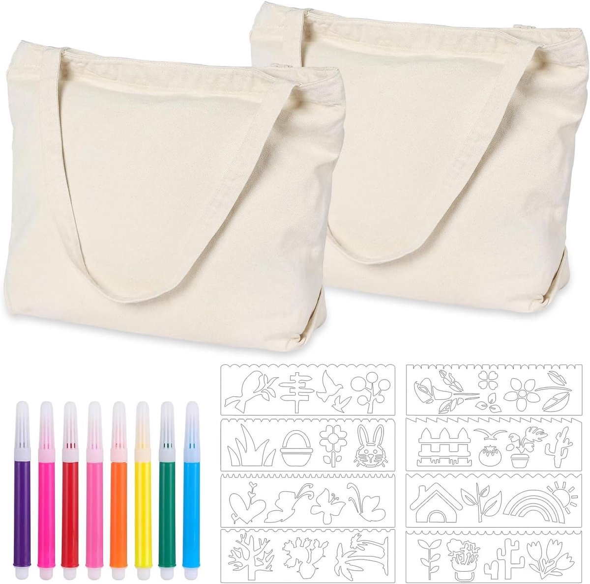 Schildertas 2 Stuks - Stof en Jute - Vouwbare Tas met Rits - Ideaal voor Creatieve Projecten - ShopVlot