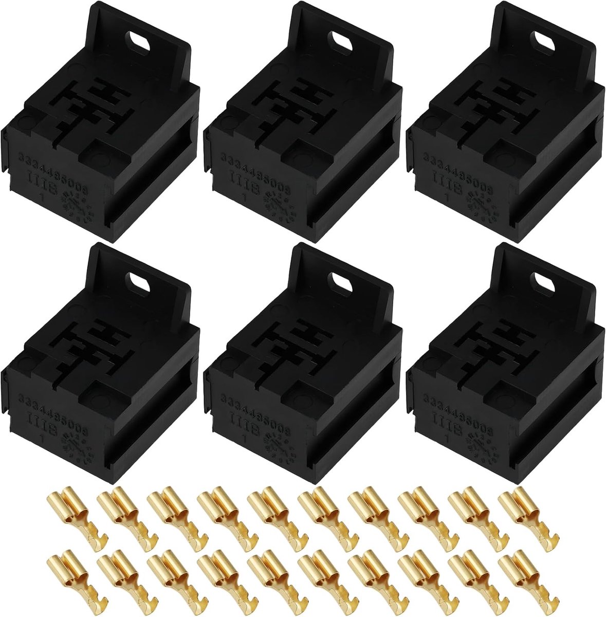 Automotive relais sockets 10 stuks - 5 pin 36x33x24mm - 6.3mm connectoren - ideaal voor auto alarmen - ShopVlot