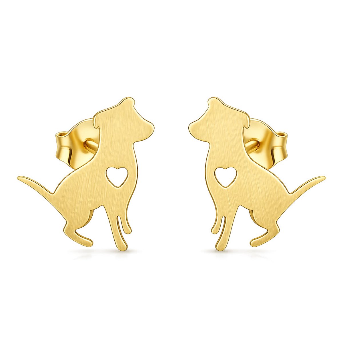 Meisjes Oorbellen Hondje – 316L Chirurgisch Staal – Oorstekers met Hartje – Cadeau