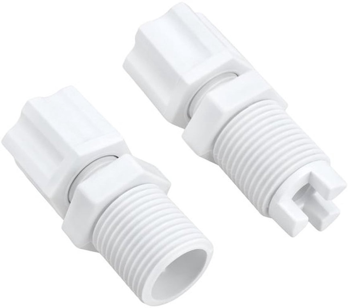 Terugslagklep 2 stuks - Chlorinator - Compressie Moer - Inlaat Fitting - Compatibel met Hayward - Kunststof - Wit