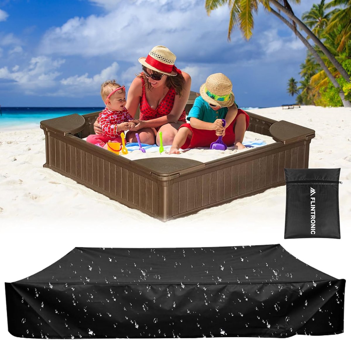 Sandbakhoes 120 x 120 cm - Waterdicht Oxford Katoen - Stofdicht met Trekkoord - Bescherming tegen vuil - ShopVlot
