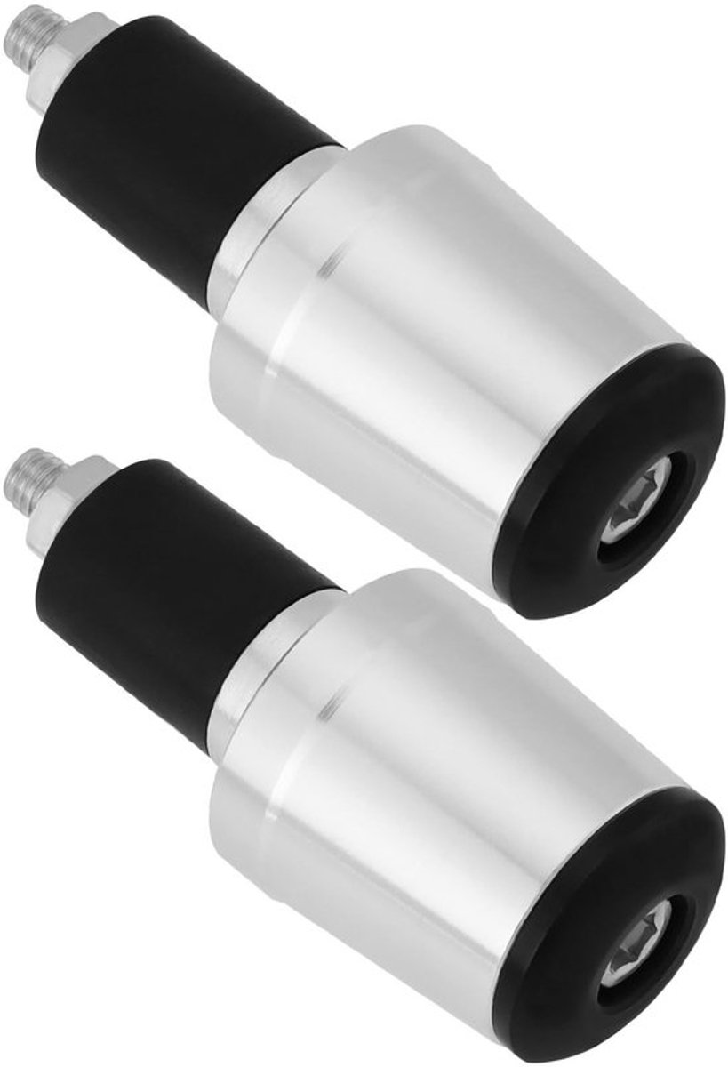 Stuur Eindplug Zilver - CNC Aluminium/Rubber - 1 Paar - Totale Grootte 70x30mm - Diameter Schroefdraad 6mm - Geschikt voor 22mm Stuur - Bar End Plugs