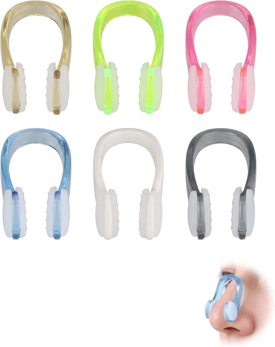 Neusclip voor zwembad - 6 stuks - antislip siliconen - waterdicht voor apneutraining - ShopVlot