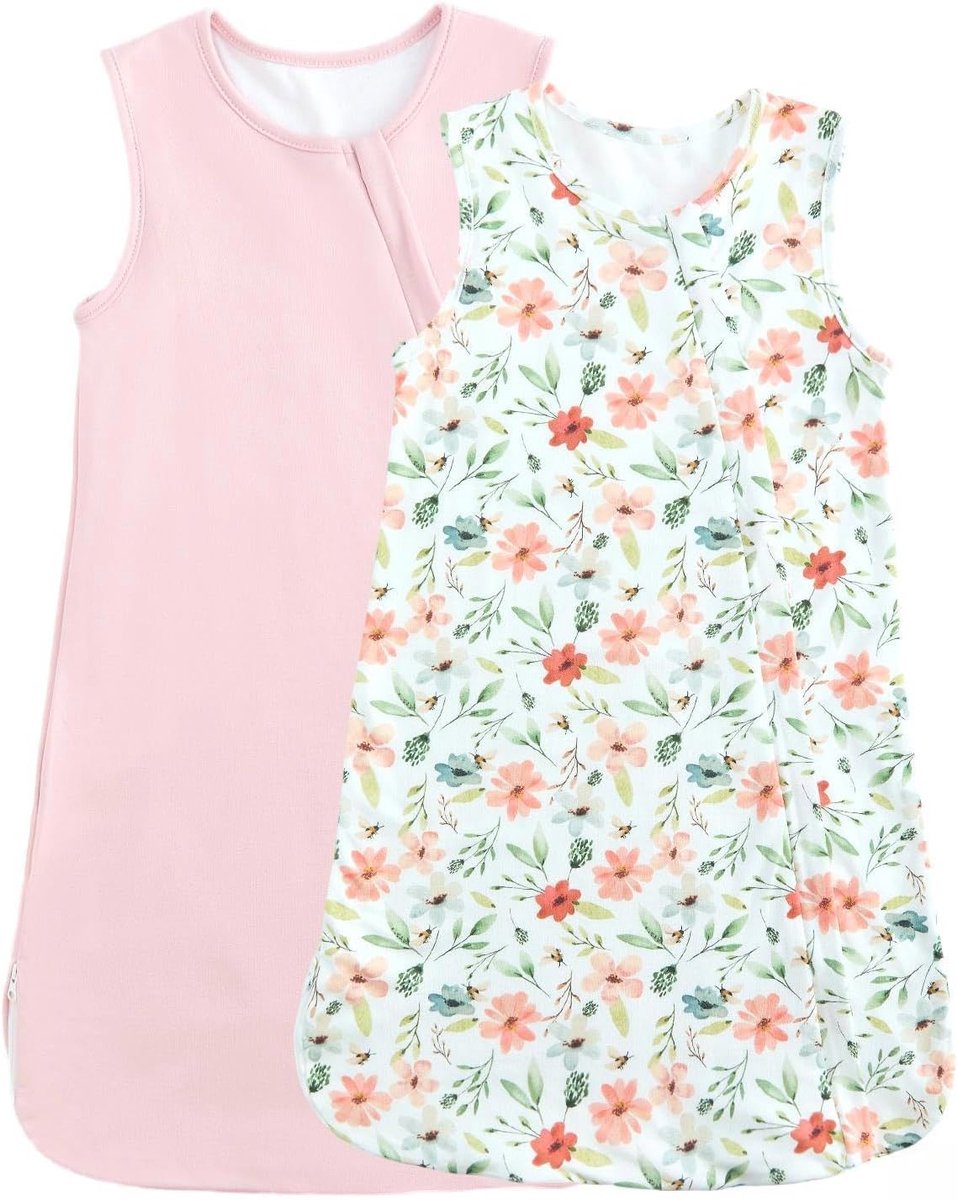 Babyslaapzak 1.0 Tog - Lyocell - Zomerbabyslaapzak - Lichtgewicht voor 0-24 maanden, roze bloemen - ShopVlot