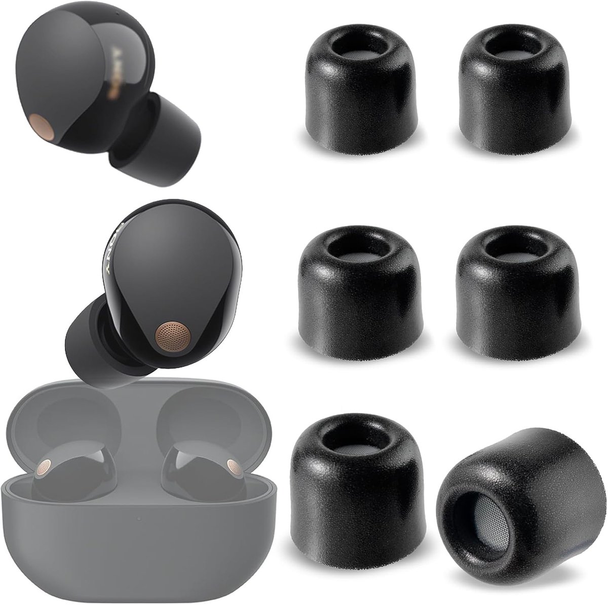 Noise isolerende oordopjes S+M+L - Geheugenfoam - Stoffilter - Ideaal voor Sony WF-1000XM5 - ShopVlot