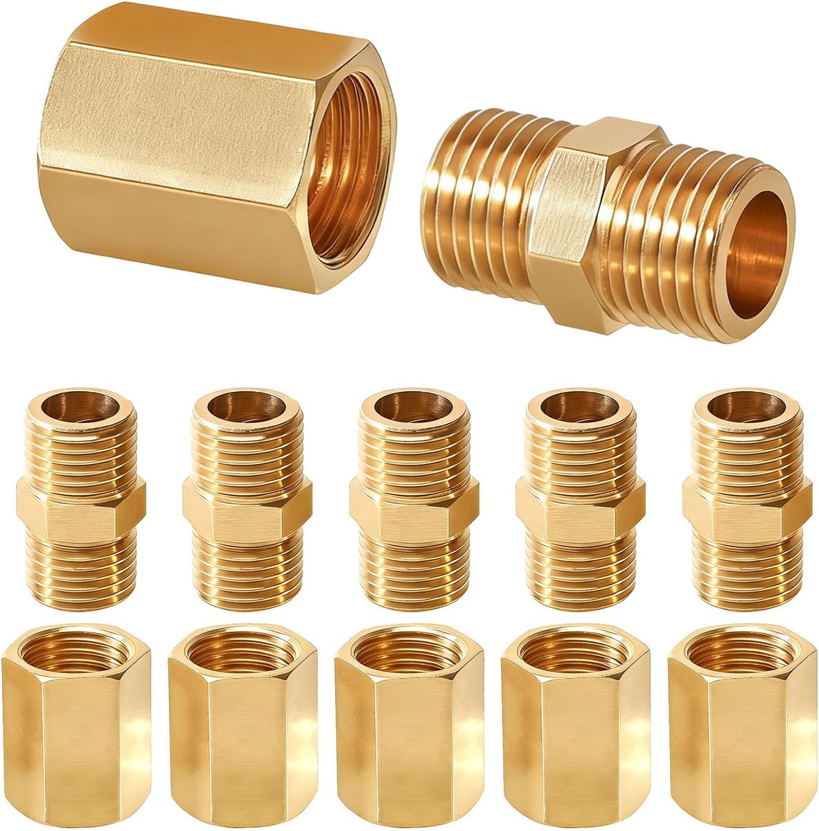 Brass pipe screw verbinding 1/4 inch - interne en mannelijke draad - hoogwaardig koper - voor waterleidingen - ShopVlot