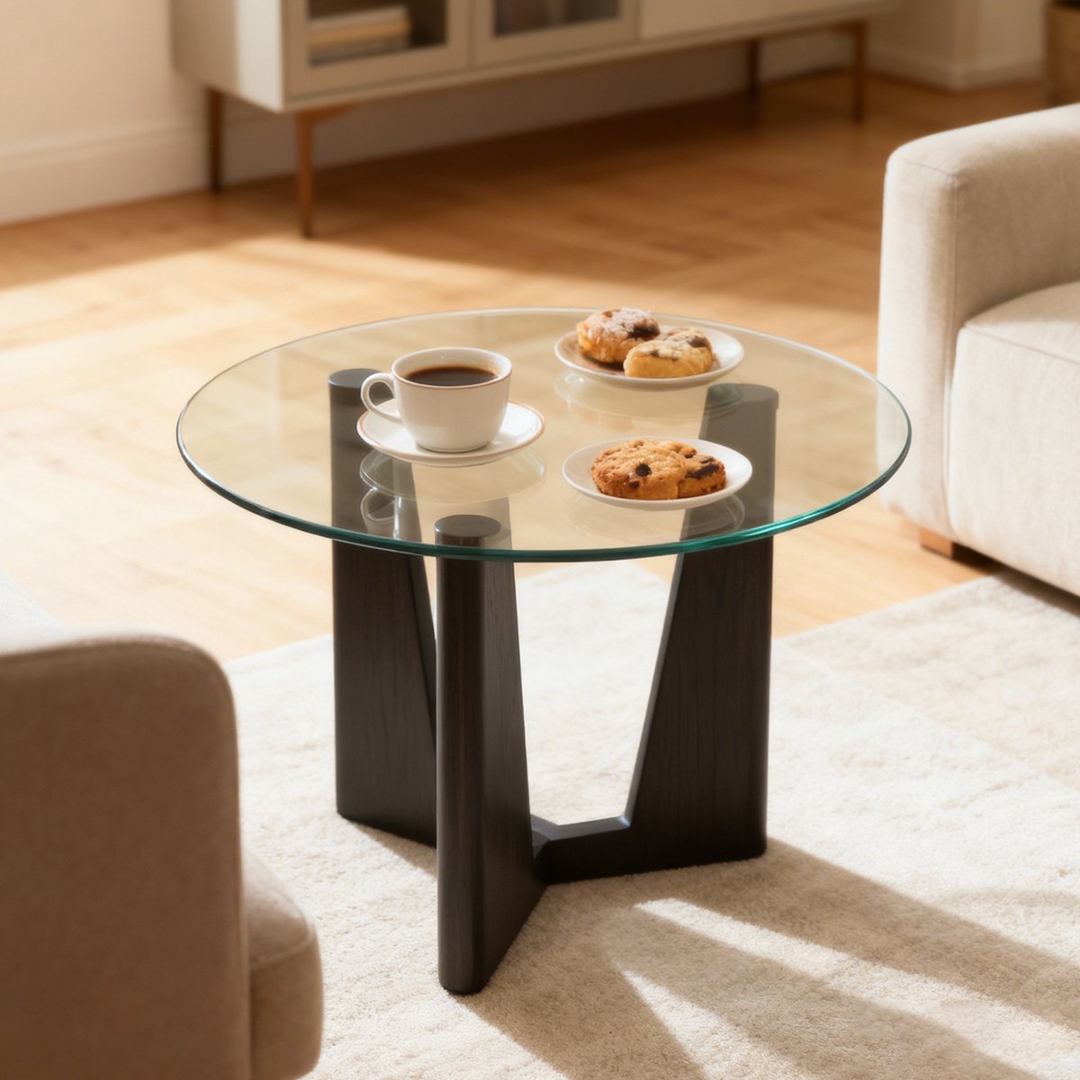 REDOM - Tafelblad - Rond gehard glas - Zonder montage - Moderne stijl - Keuken, woonkamer en eetruimte - Glas - Transparant - 71 x 71 x 0,6 cm