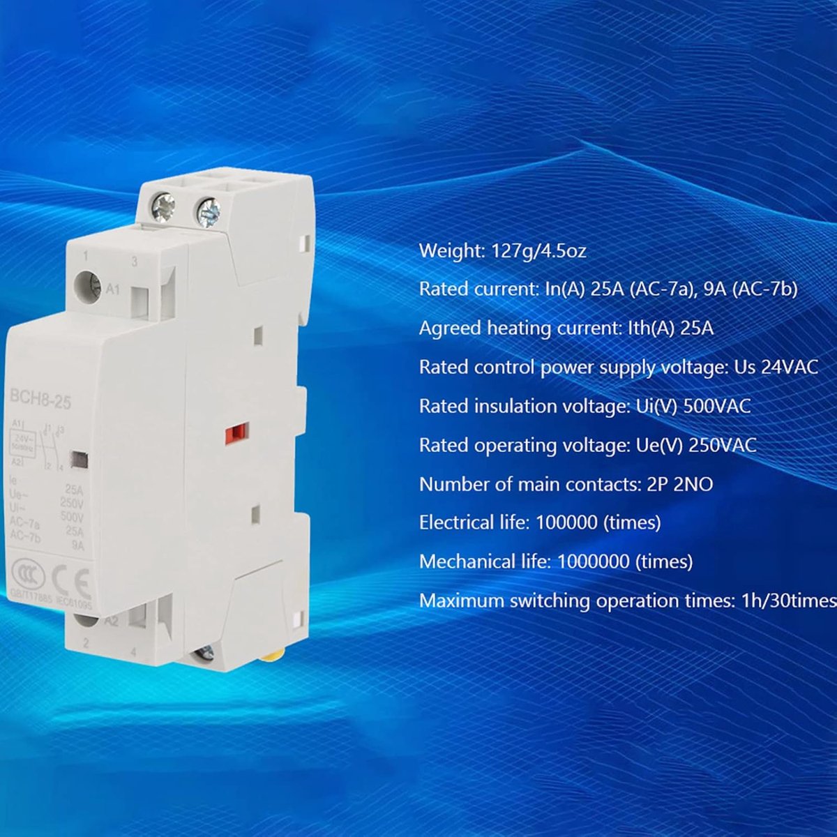 AC Schakelaar 2-polig 25 Amp 24V - Duurzaam en compact - Eenvoudig te installeren - Voor huishoudelijk gebruik - ShopVlot
