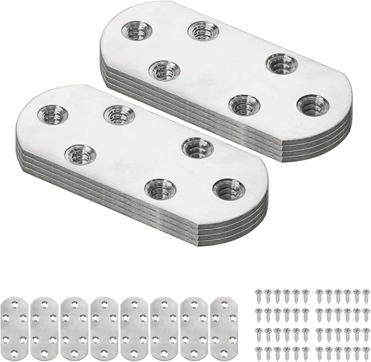 Flat connectors 8pcs - roestvrij staal - perforated design - stabiele verbindingen - ShopVlot