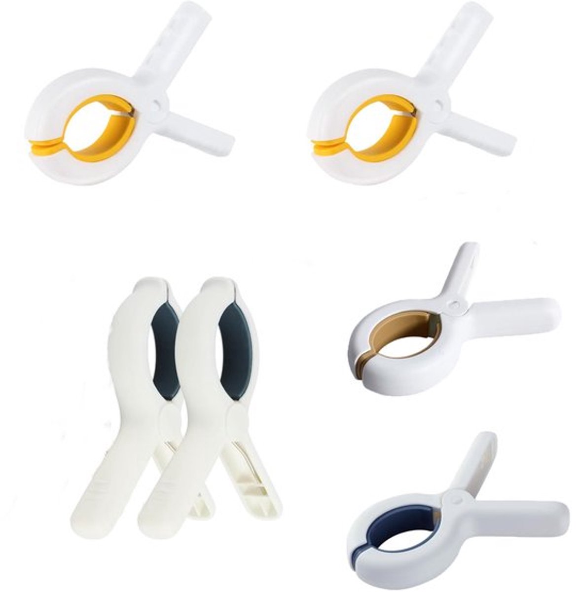 Handdoekclips 6 stuks - Antislip - Duurzaam - Voor bevestiging - Voor grote voorwerpen - Roestvrijstalen veer - 9,5 x 6,5 x 1,8 cm - Wasknijpers