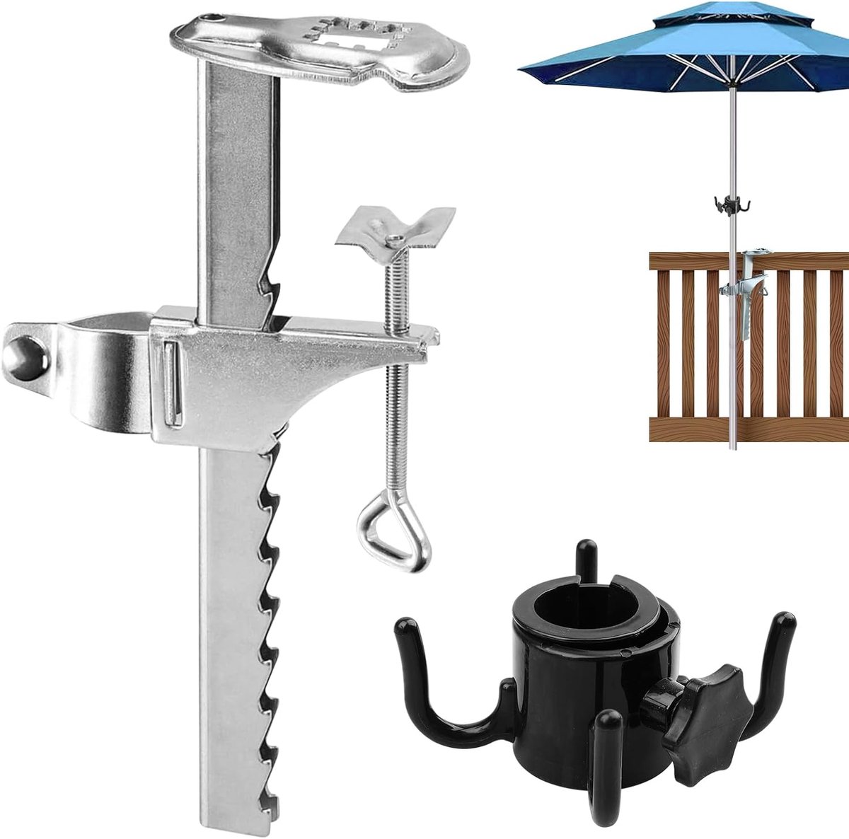 Parasolhouder balkon - verlengde parasolclip - ijzer - eenvoudig te bevestigen zonder boren - ShopVlot