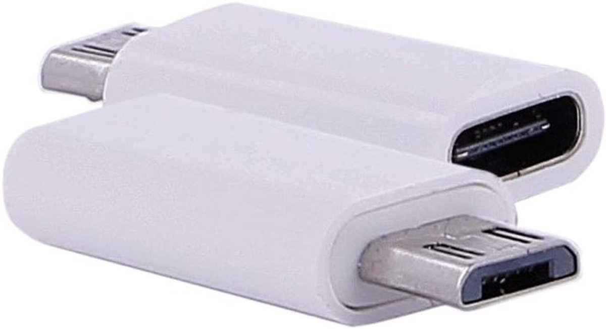 USB 3.1 Type C naar Micro USB Adapter - Wit - Compact ontwerp - Voor opladen en synchronisatie - ShopVlot