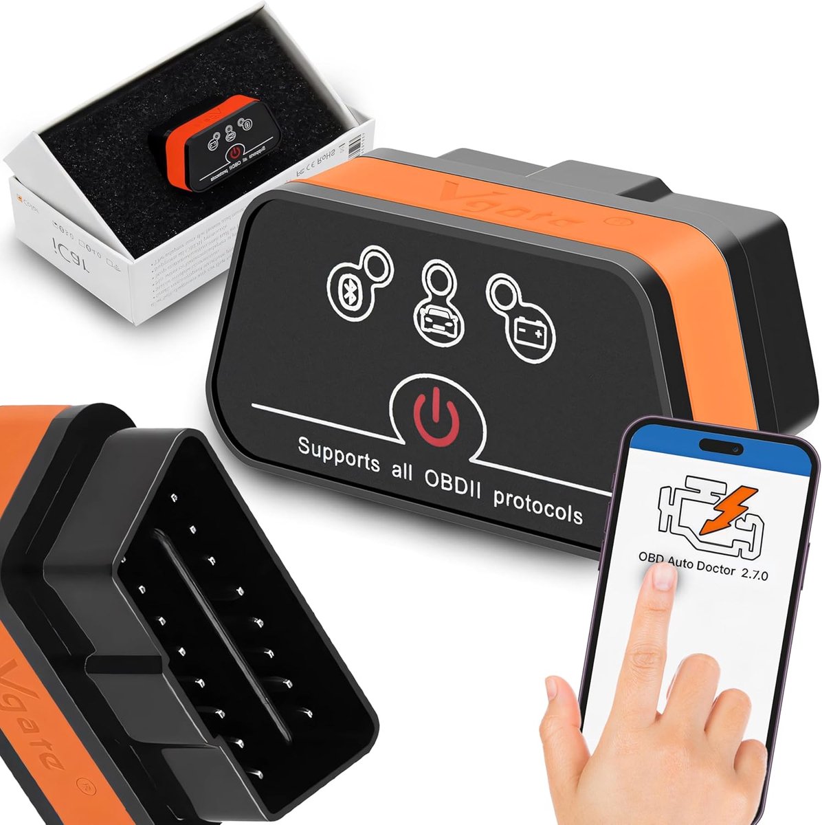OBD2 Bluetooth Diagnostisch apparaat - Compact en Robuust - Automatische Energiestand - Real-time Motorbewaking - ShopVlot