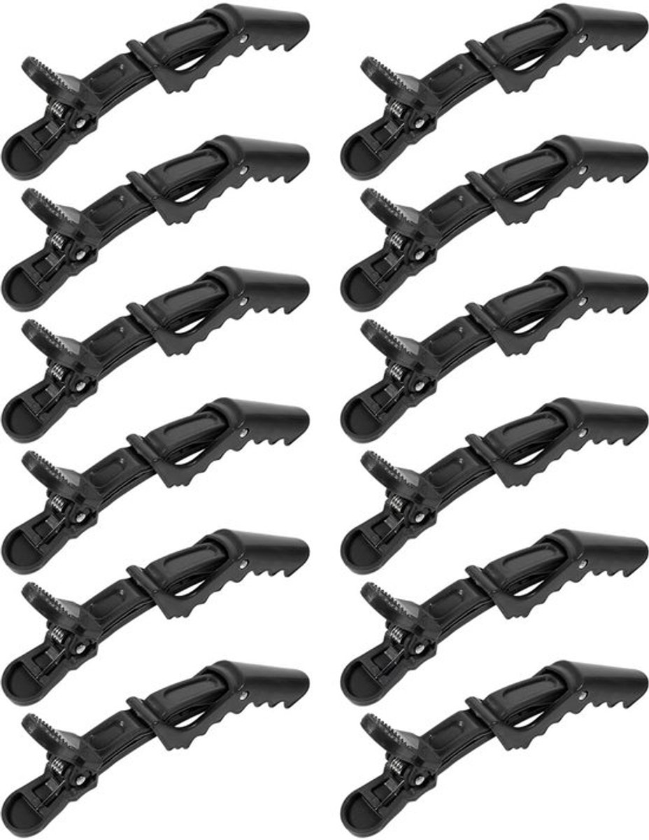 Krokodillenklemmen 24 stuks - Haarspelden - Haarclips - Kapsalon - Kunststof - 11x3,7 cm - Professioneel gebruik