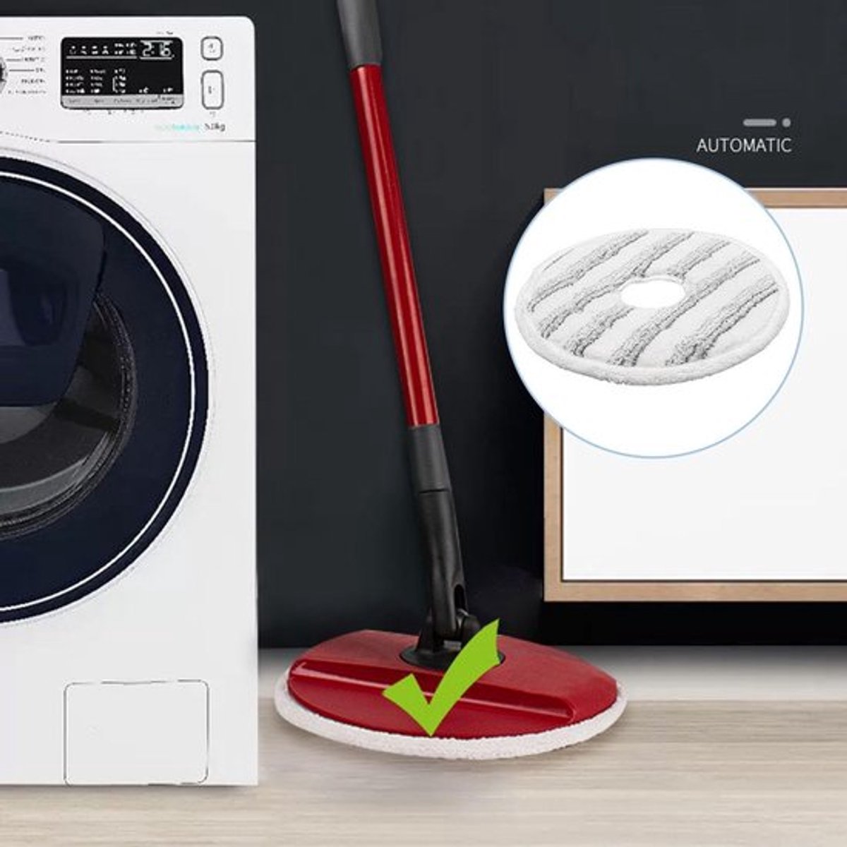 Reservekoppen Ronde Microvezel - Roterende Borstelkoppen - Navulverpakking 2 Stuks - Accessoires voor Dweil - Geschikt voor Vloerreiniging - Doorsnede 23,5 cm - Dweilkop