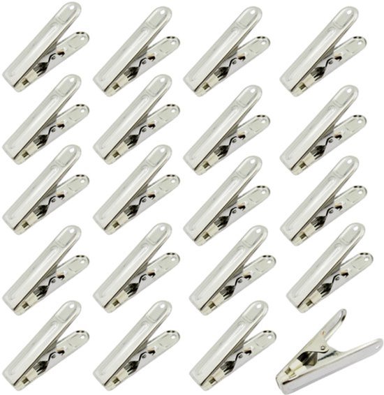 20 Stuks - Wasknijpers - badhanddoek klemmen - 62*12mm - Handdoek clips - zilver - RVS - Geschikt Voor dagelijks wasgoed, strandhanddoek, badhanddoek, beddengoed en dikke kleding