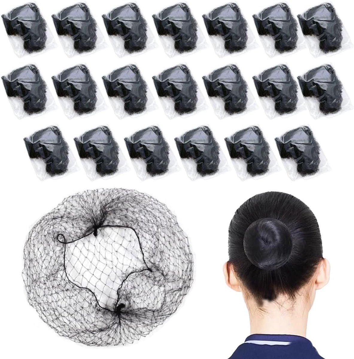 Haarelastiekjes 20 stuks - onzichtbaar zwart - nylon elastisch - perfect voor opgestoken kapsels - ShopVlot
