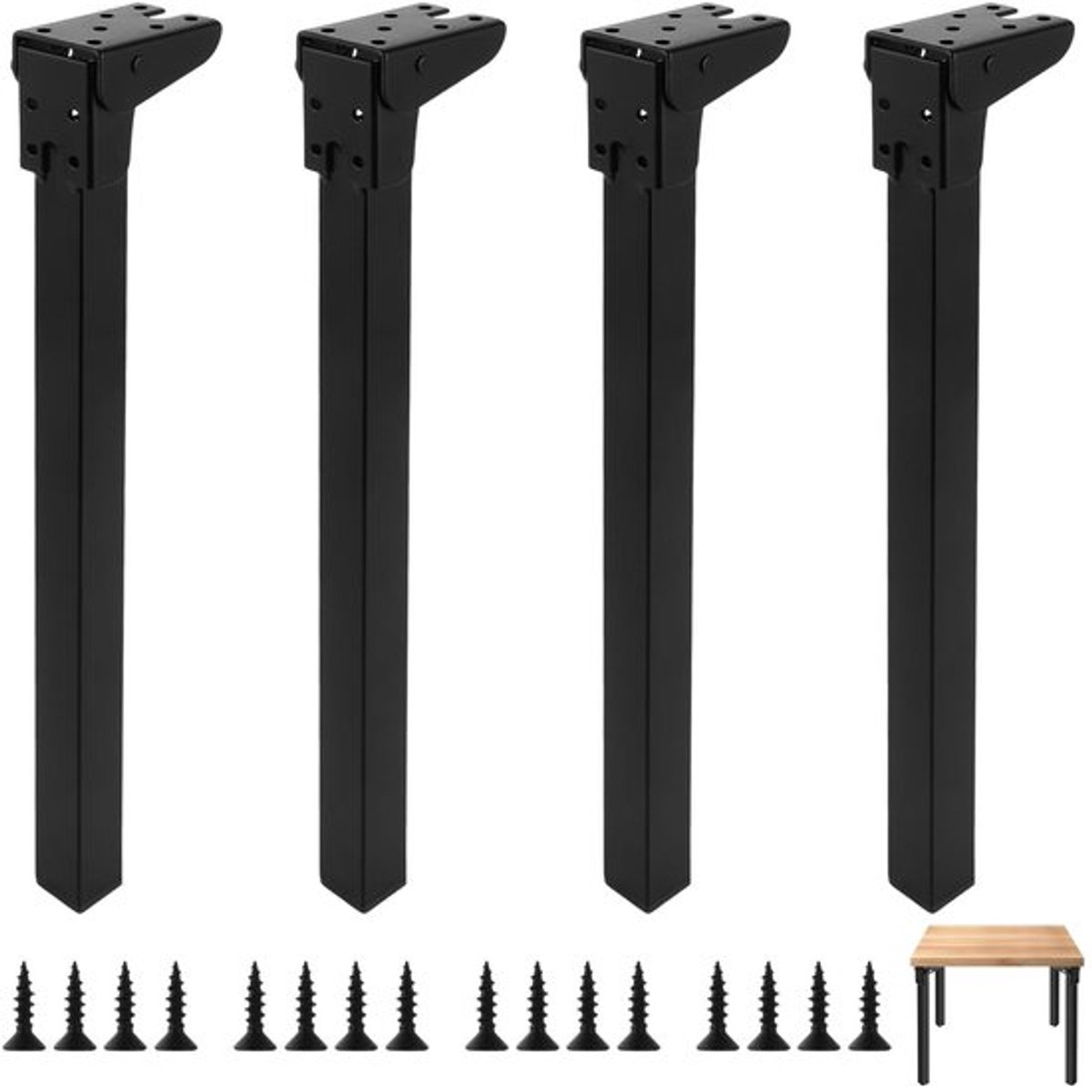 Tafelpoten Inklapbaar 20 cm - 4 Stuks - Metalen Tafelpoten - Zwart - Robuust - Hoogwaardig IJzer - Klaptafelpoten