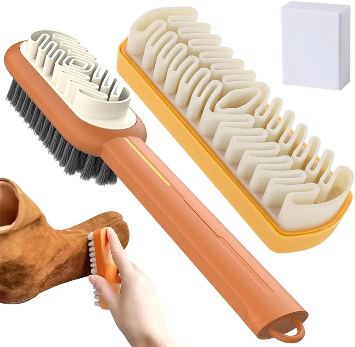 Suede borstels set (3 stuks) - Suede gum + dubbelzijdige borstel - Voor suede, nubuck en velours - ShopVlot