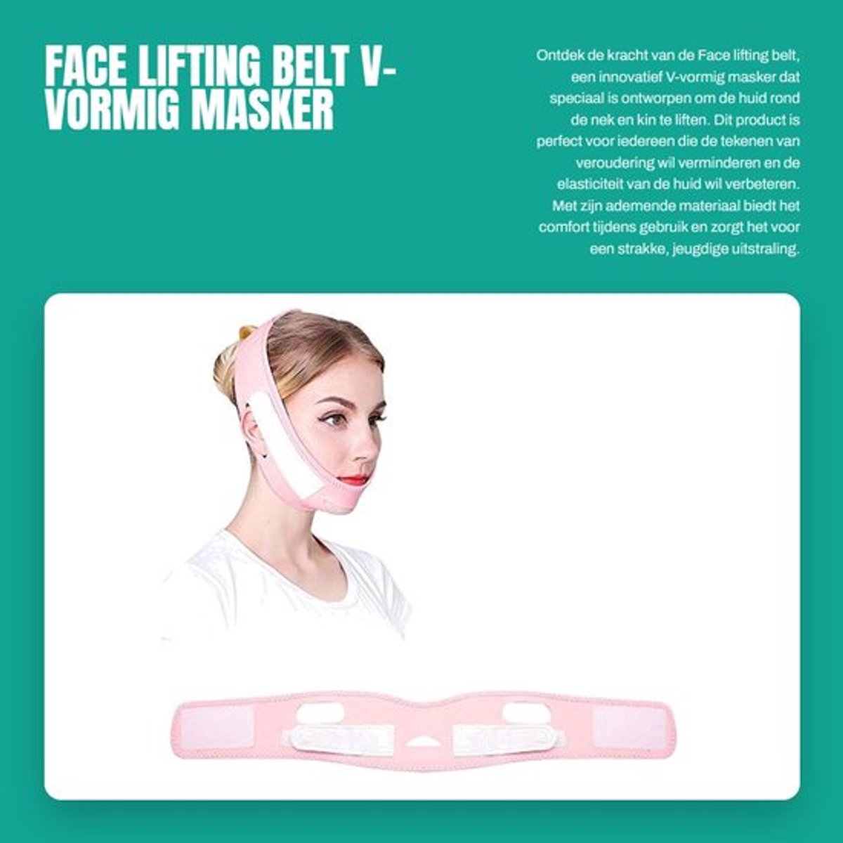 Gezichtslifting Riem V-vormig - Anti-aging - Ademend - Wasbaar - Geschikt voor alle huidtypes - Verhoogt hals en kin - Facelifting Masker
