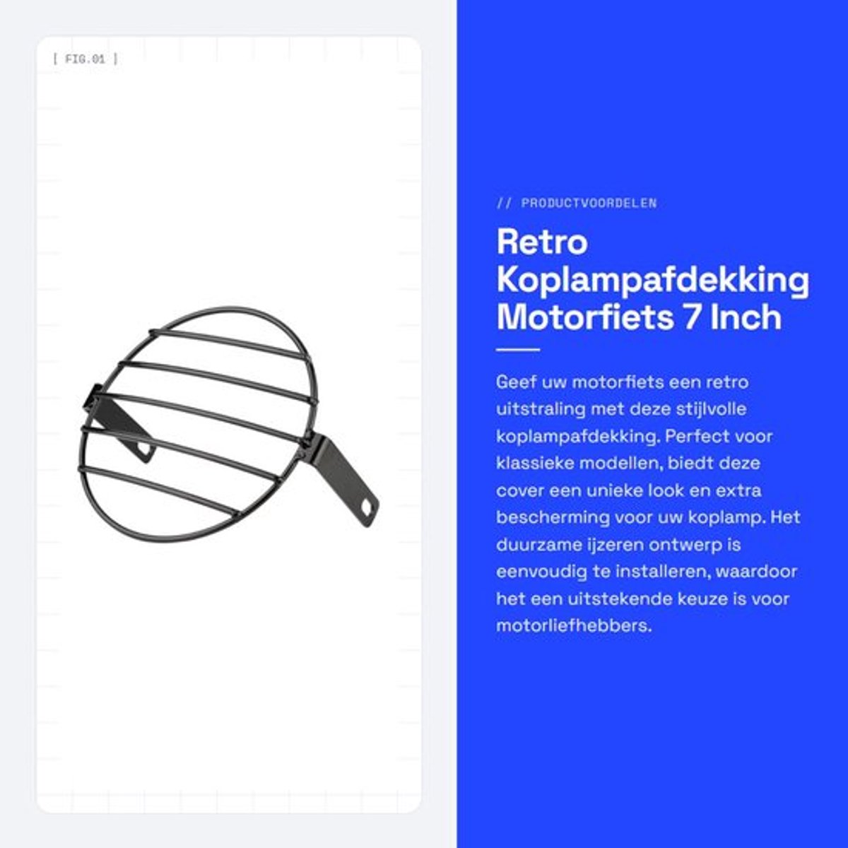Afdekking Koplampen 7 Inch - Retro Metalen Grill - Zwart - Duurzaam IJzer - Eenvoudig te Installeren - Bescherming en Zichtbaarheid - Koplamprooster