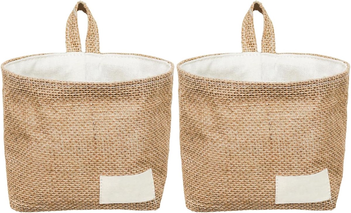 Jute Opknoping Tas 2 Stuks - Handgeweven - Natuurlijke Stijl - Perfect voor Wanddecoratie - ShopVlot