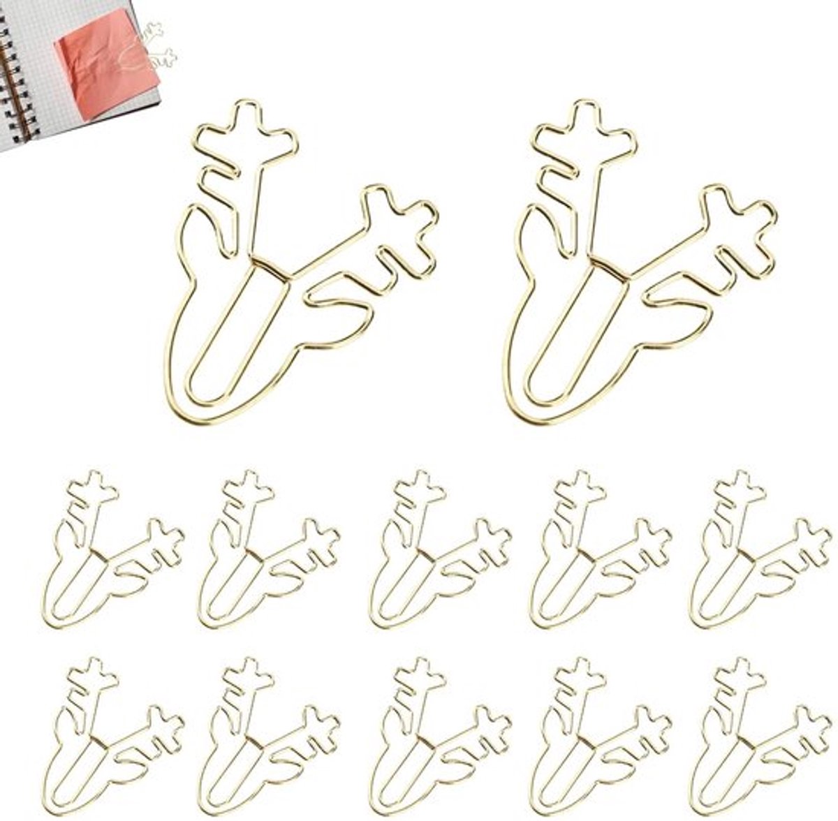 Paper Clips Goud - 50 Stuks - Metalen Clips - Leuke Dier Motieven - Bladwijzer - Planner Clips - Fun Design - Papierclips
