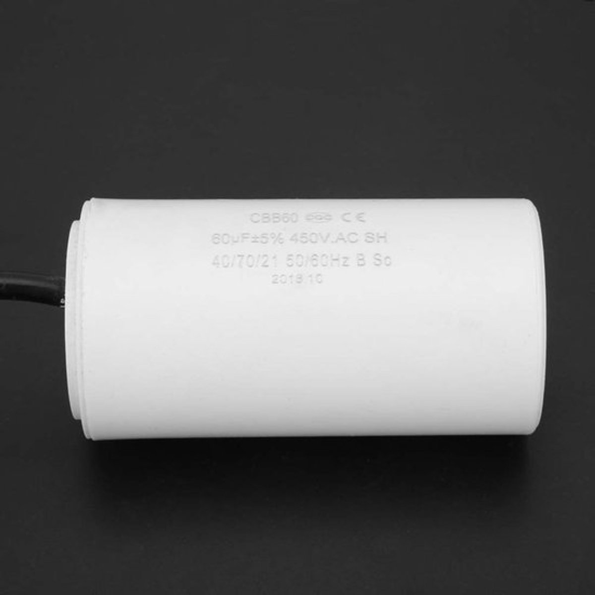 Motorcapacitor - Duurzame Capacitor voor Huishoudelijke Apparaten - 450V 60uF - Betrouwbare Capaciteit - Lange Levensduur - Geschikt voor...