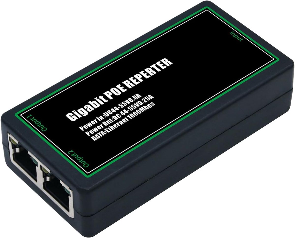 Gigabit PoE Injector 2 Poorten - 44V-55V 0.5A - PoE Repeater tot 100m - Betrouwbare dataoverdracht voor IP-camera's - ShopVlot