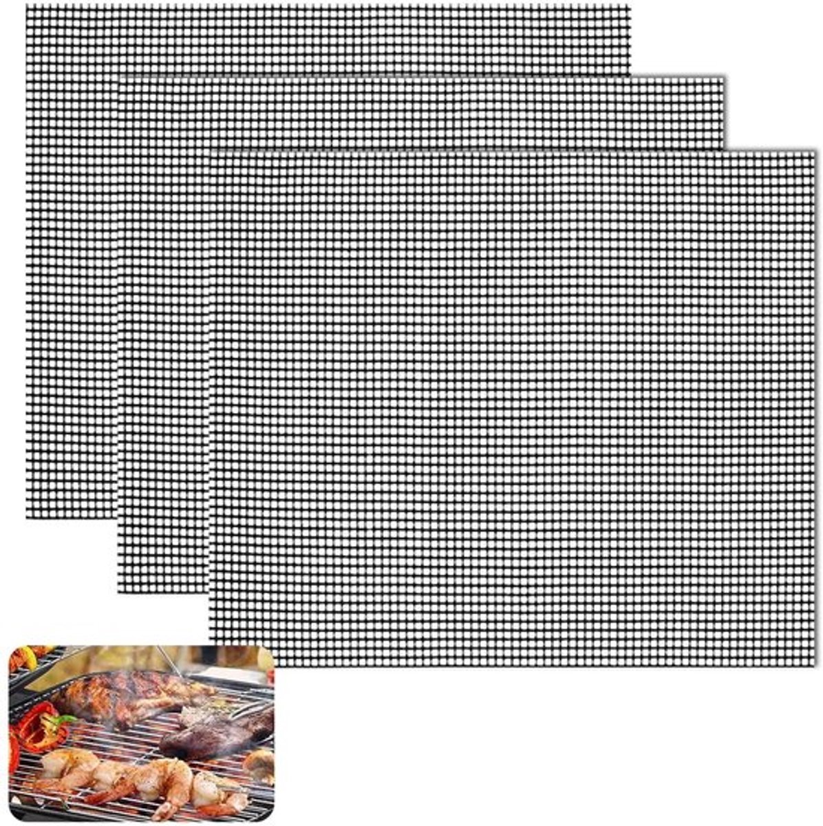 Grillmat Herbruikbaar - BBQ Grillmat 40 x 30 cm - Anti-aanbak - Hittebestendig - Duurzaam - Eenvoudig te reinigen - Barbecue Mat