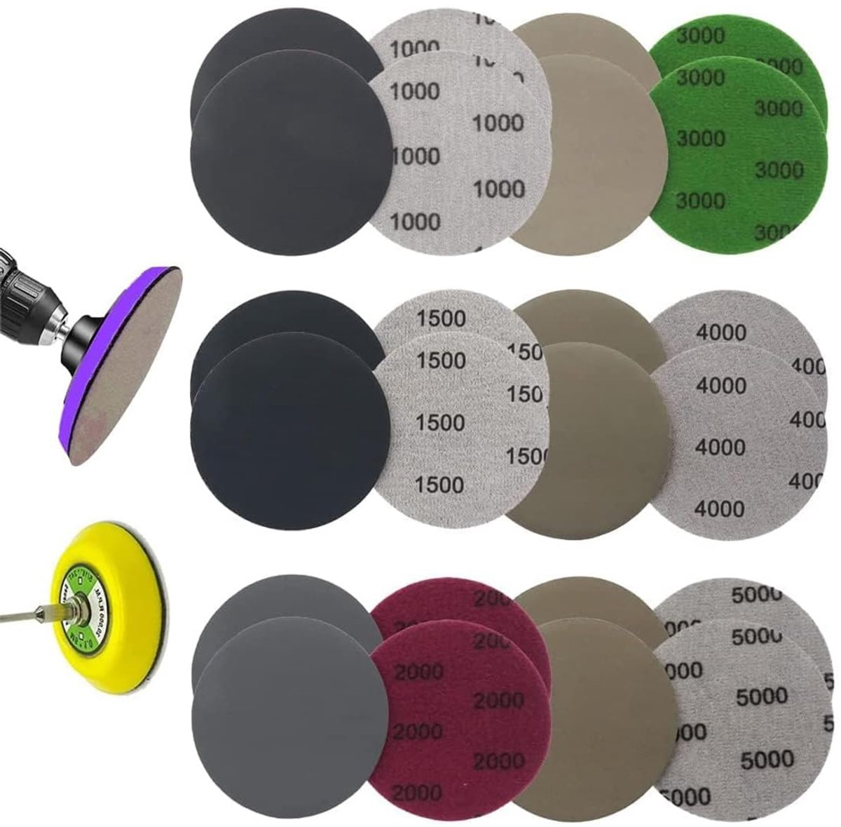 Schuurpapier 80 mm - ronde schuurdisc - 6 korrelgroottes - ideaal voor metaal en hout - ShopVlot