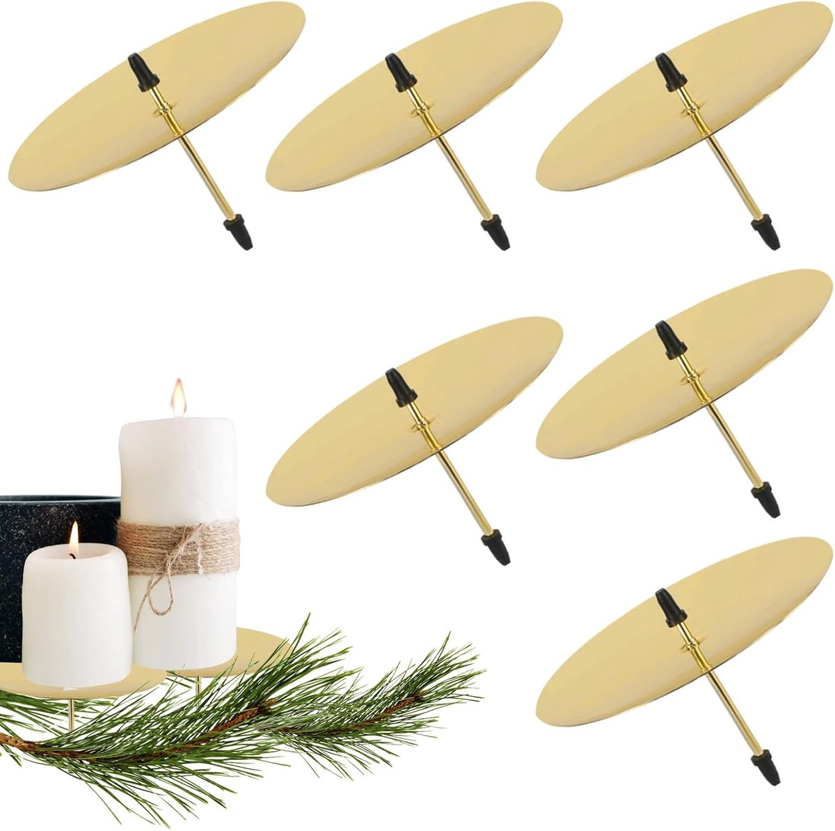 Kaarsenhouder voor Adventskrans - Goud - Ø 8 cm - Elegante metalen kaarsenstandaard voor feestelijke sfeer - ShopVlot