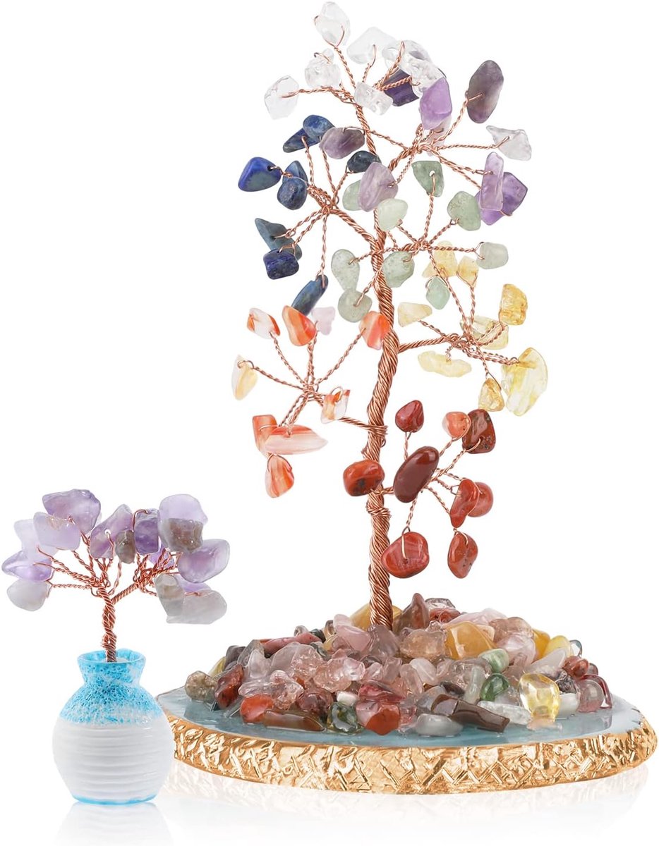 Kristallen Boom - 2 Stuks - Agaat Basis - Genezing en Feng Shui Decoratie - ShopVlot