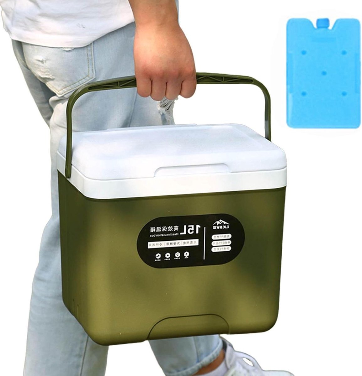 IJskoeler Draagbaar - Koelbox Kampeerbox - Buitenactiviteiten - Drielaagse Isolatie - 15 liter - Blauw