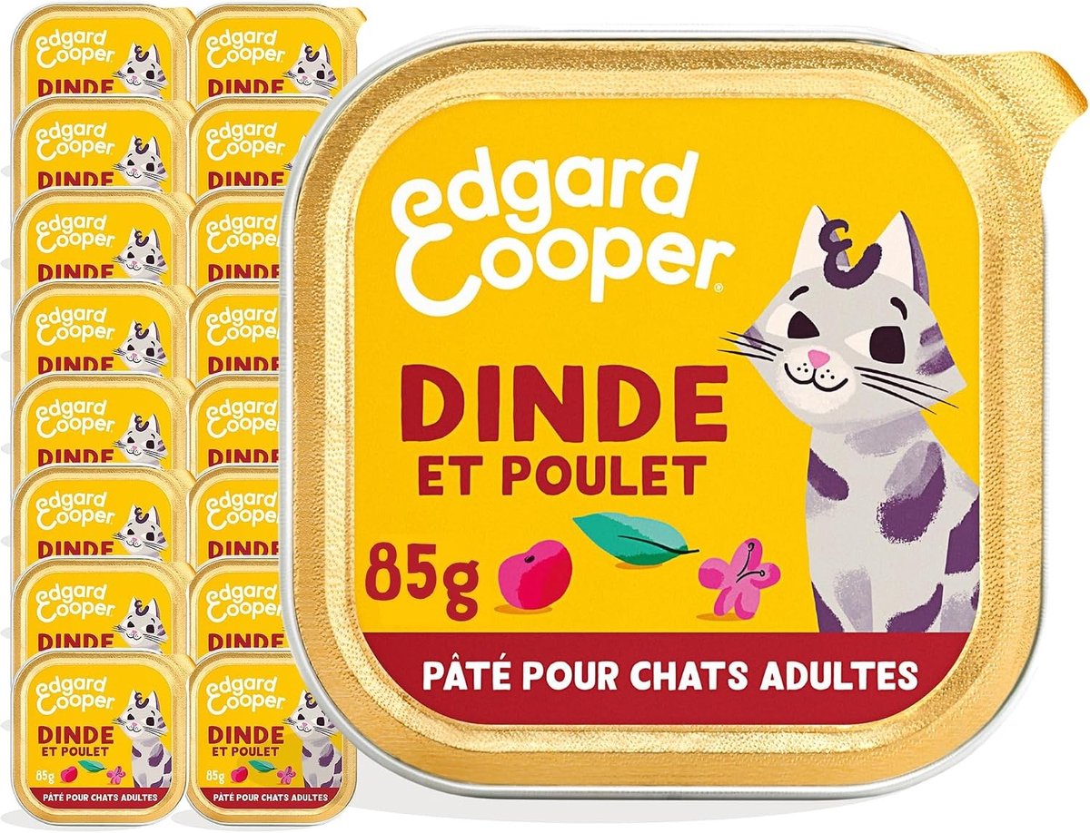Voeding voor volwassen katten - Kalkoen en Kip - 16 x 85 g - Graanvrij Natvoer met Natuurlijke Ingrediënten - Voor Gesteriliseerde Katten