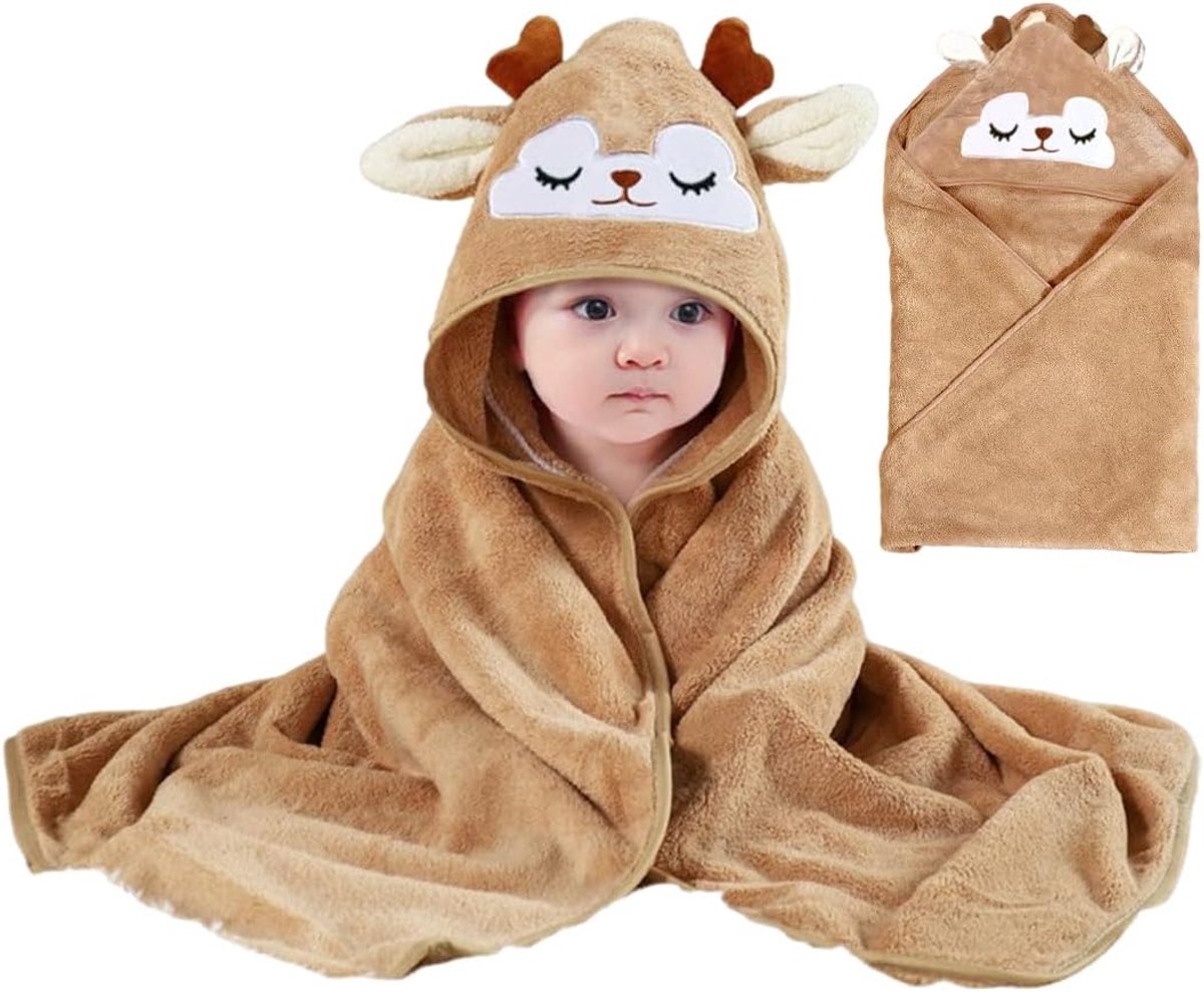 Cuddly dekentje 80 x 80 cm - 2-pack met capuchon - ademend en zacht - ideaal voor autostoel en kinderwagen - ShopVlot