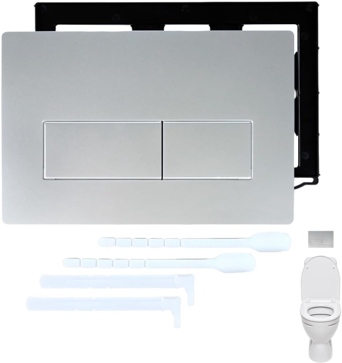 Toiletplaat dubbelknop 1 stuk - spiegelcoating - badkameraccessoire - eenvoudig te installeren - ShopVlot