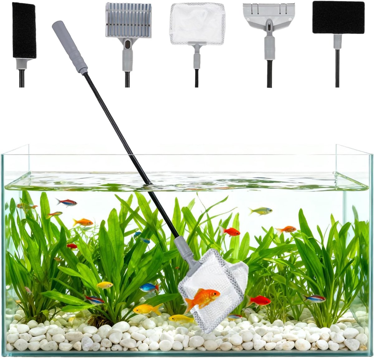 Aquariumreinigingsset 5-in-1 - Ruitenreiniger en algenschraper - Voor het onderhouden van aquaria - ShopVlot