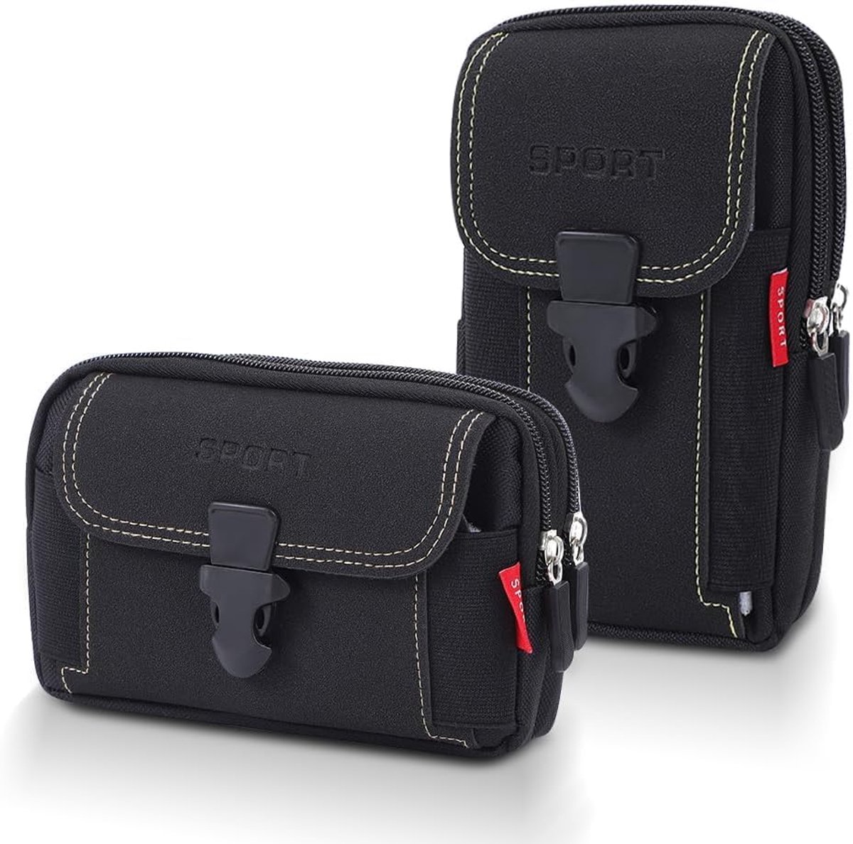 Smartphone tas 2 stuks - Zwart - Multifunctionele heuptas - Ideaal voor wandelen - ShopVlot