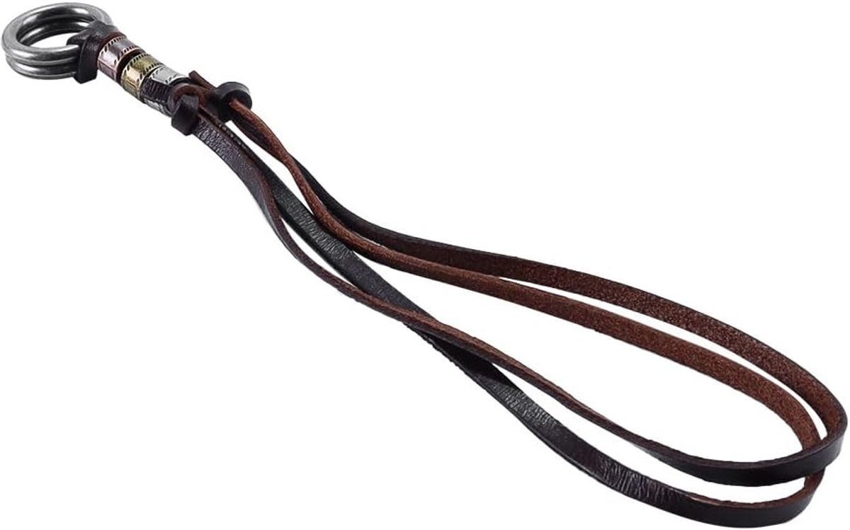 Hondenhalsband met brillenhouder - verstelbaar 65-70cm - donkerbruin leer - stijlvolle accessoires voor hem/haar - ShopVlot
