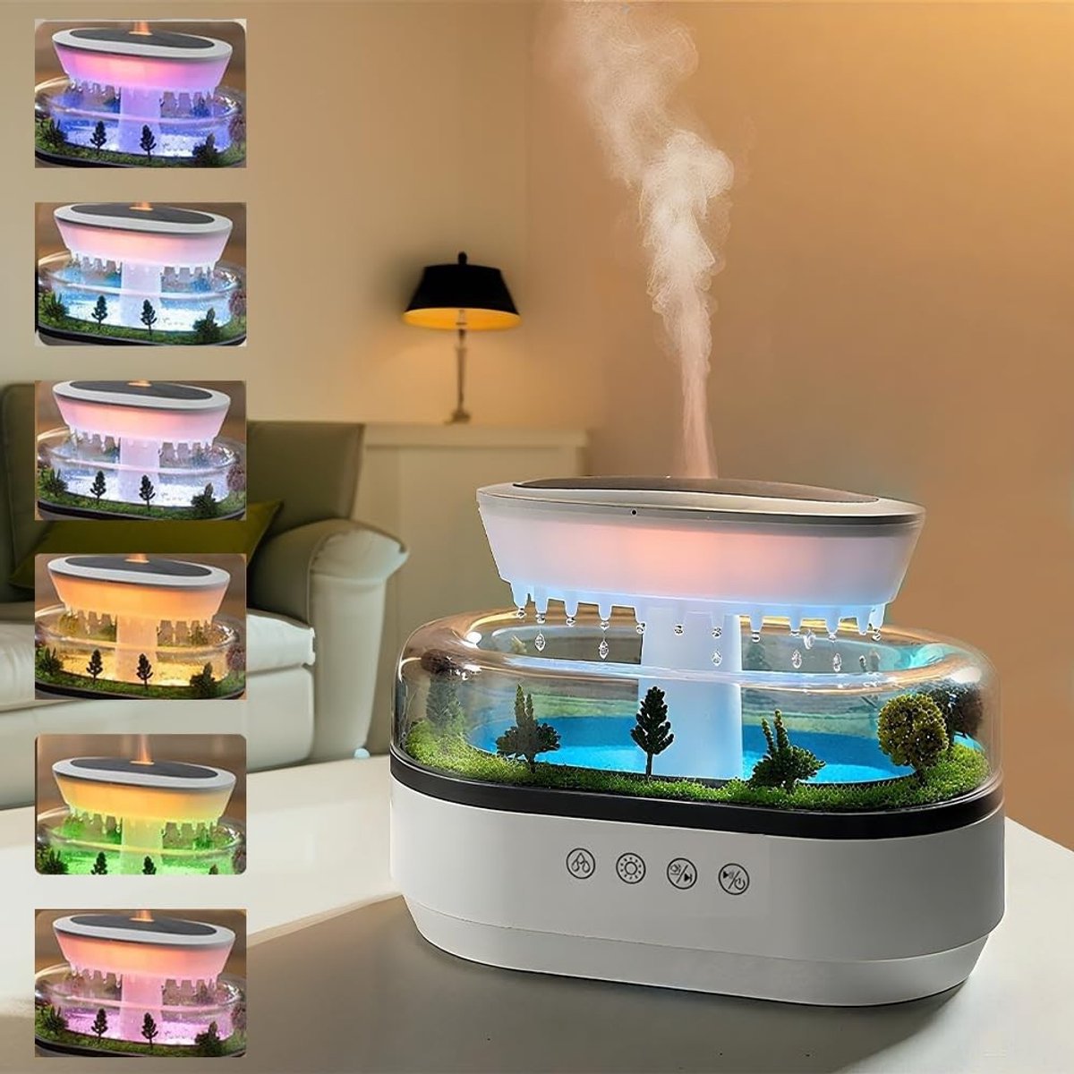 Luchtbevochtiger - Wit - 250 ml - 3-in-1 Aroma Diffuser met LED Nachtlampje - Voor Thuis en Kantoor