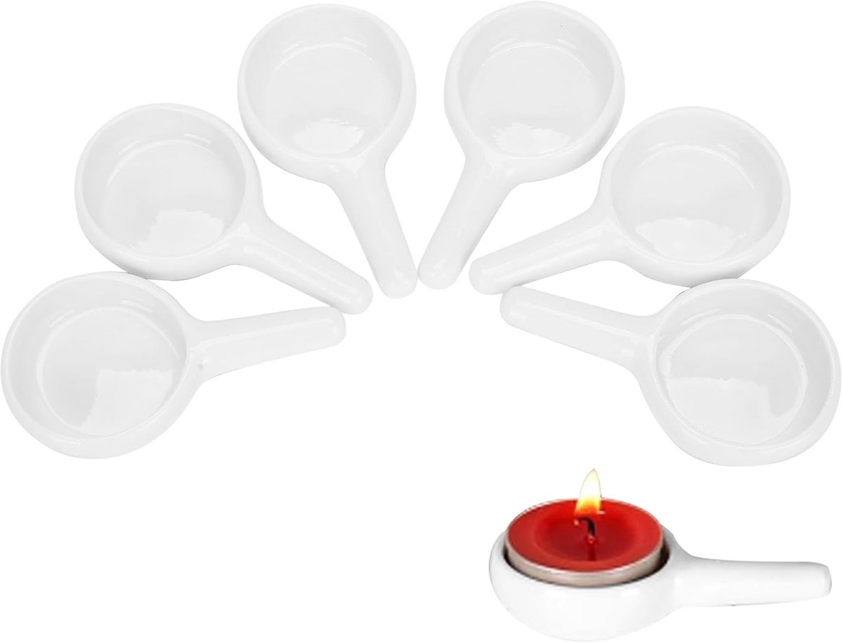 Theelichthouder lepelvorm 6 stuks - keramisch - voor aromatherapie - sfeervolle huisdecoratie - ShopVlot