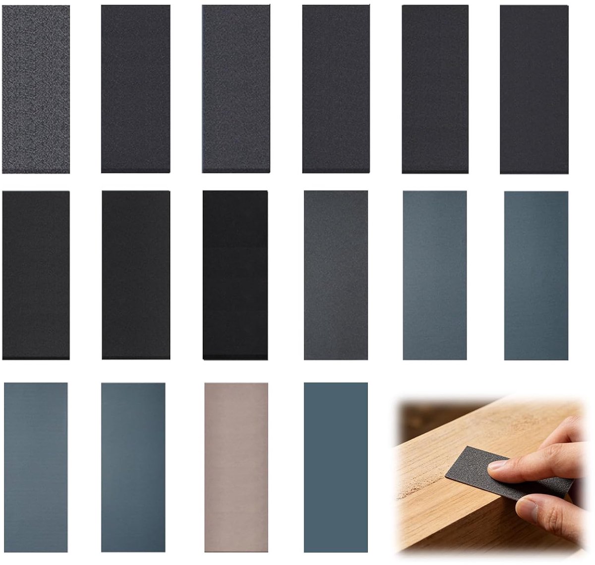 Schuurpapier set 32 stuks - 93 x 230 mm - droog en nat schuurpapier - ideaal voor houtbewerking - ShopVlot